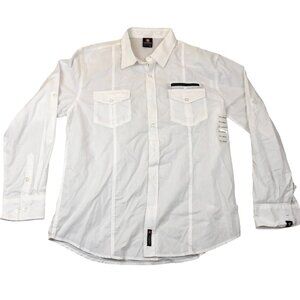 Southpole Mens Shirt Size XXL Long Sleeve Button Up Classic Casual White Pockets
